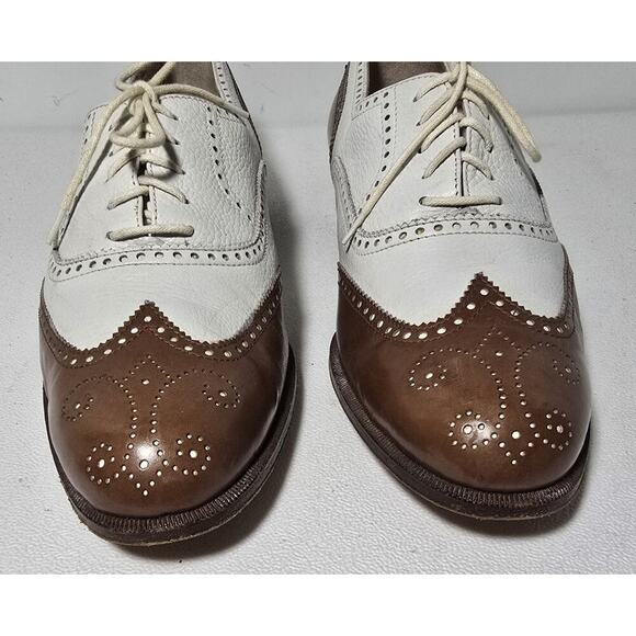 VTG Bragano Cole Haan Men's Spectator Oxford SZ 10 D Wingtip Tan White Brogue - Picture 4 of 11